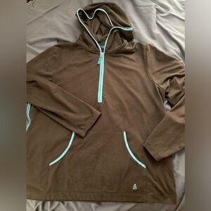 Izod black with turquoise trim hooded jacket size medium